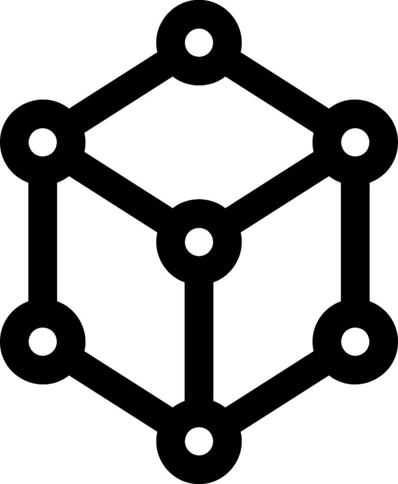 A black and white image of a cube with a few dots vector