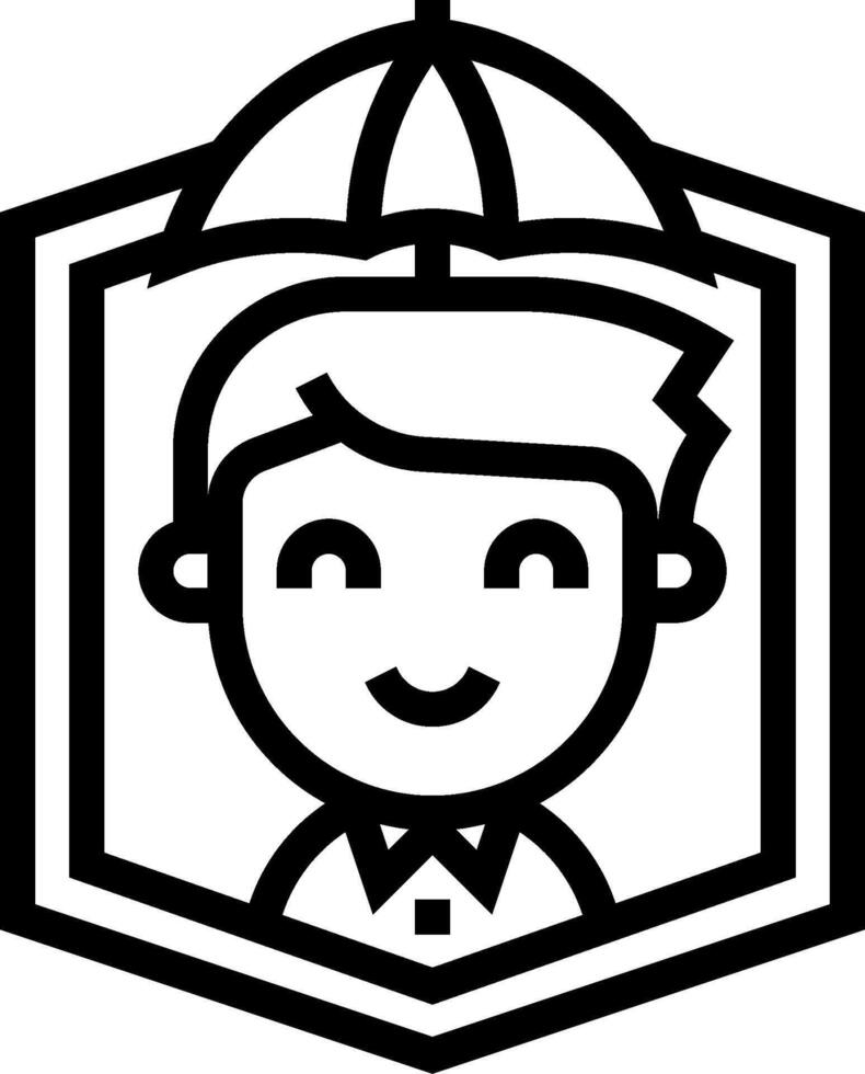 A black and white logo of a man with an umbrella vector