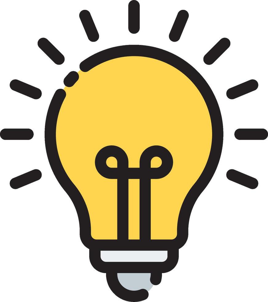 A light bulb with a black and yellow outline vector