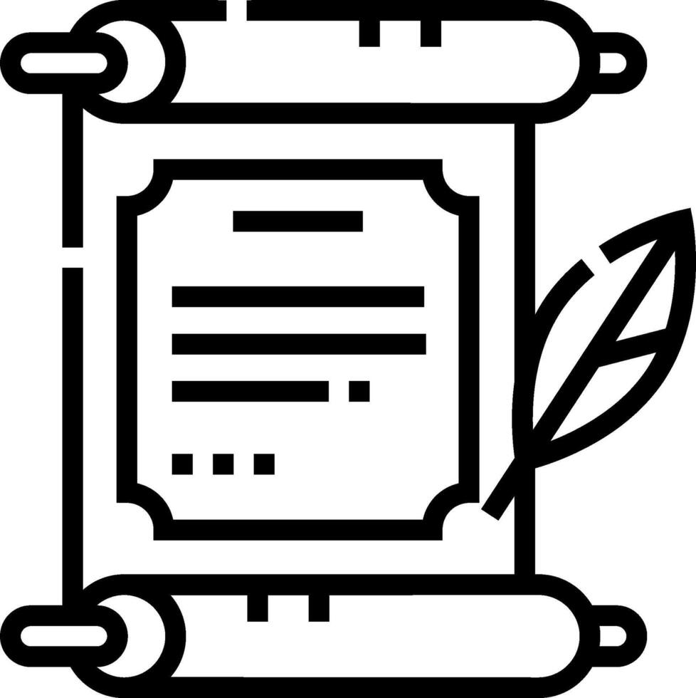 A scroll with a pen and paper on it vector