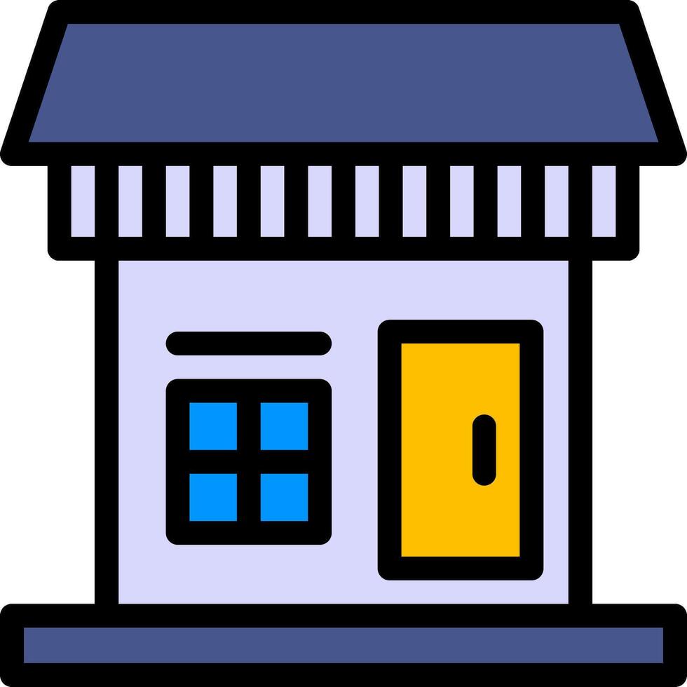 A small store icon with a yellow door vector