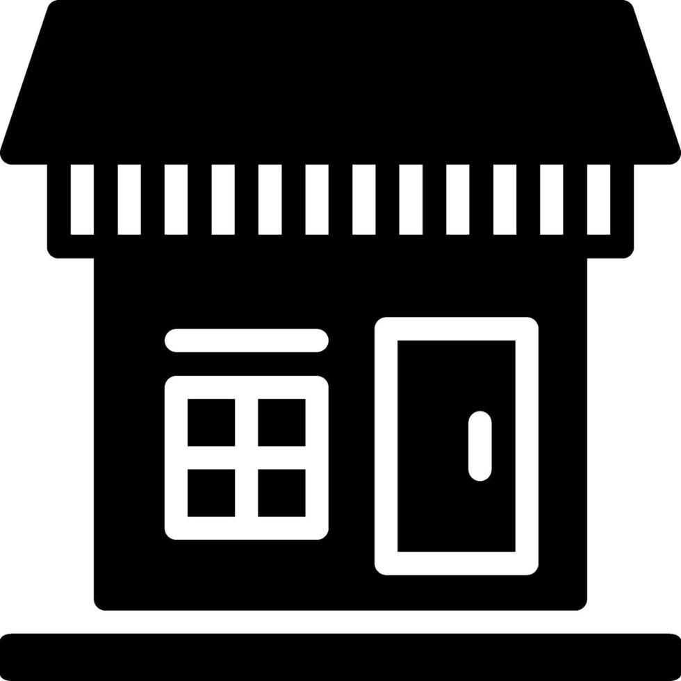 A black and white icon of a store vector