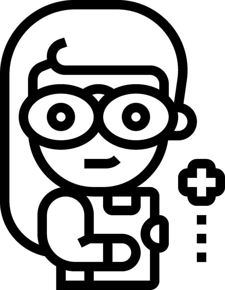 A cartoon girl with glasses and a pencil vector