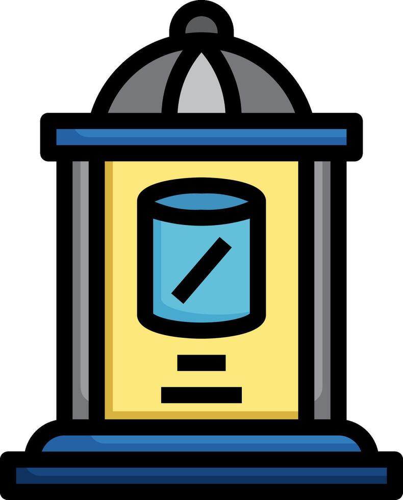 A yellow and blue trash can icon vector