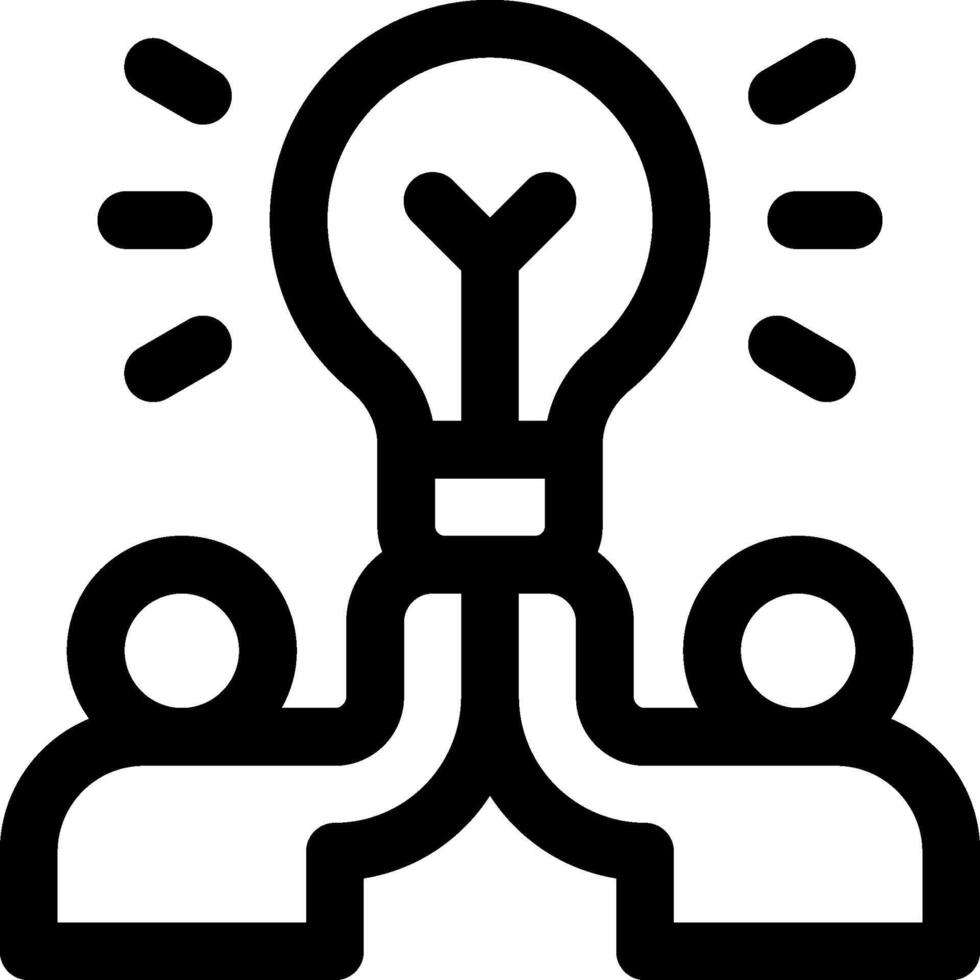 A black and white image of two people holding up a light bulb vector