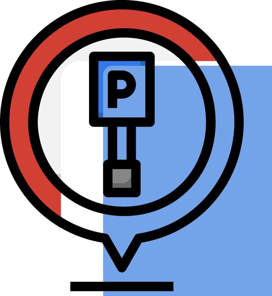 A parking sign with a red circle and a blue arrow vector