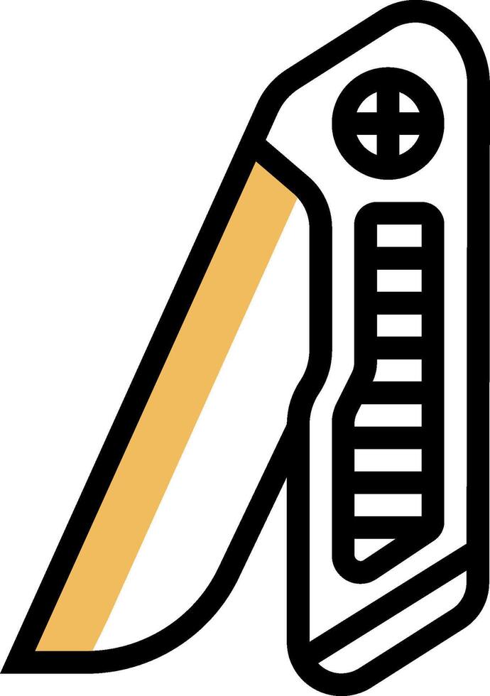 A knife with a yellow handle and a black blade vector