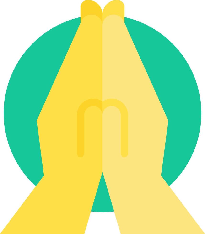A yellow and green circle with a yellow hand vector