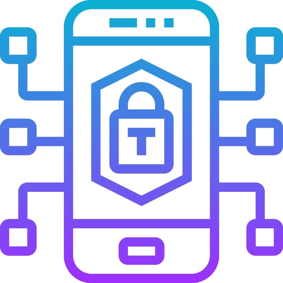 A phone with a lock on it and a circle around it vector