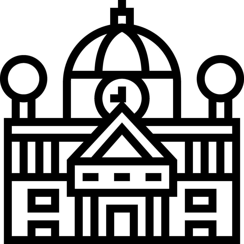 A black and white outline of a church building vector