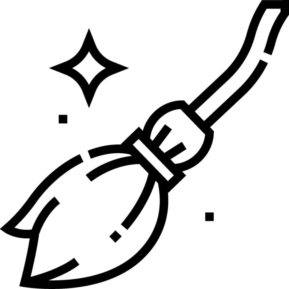 A black and white drawing of a broom with stars vector