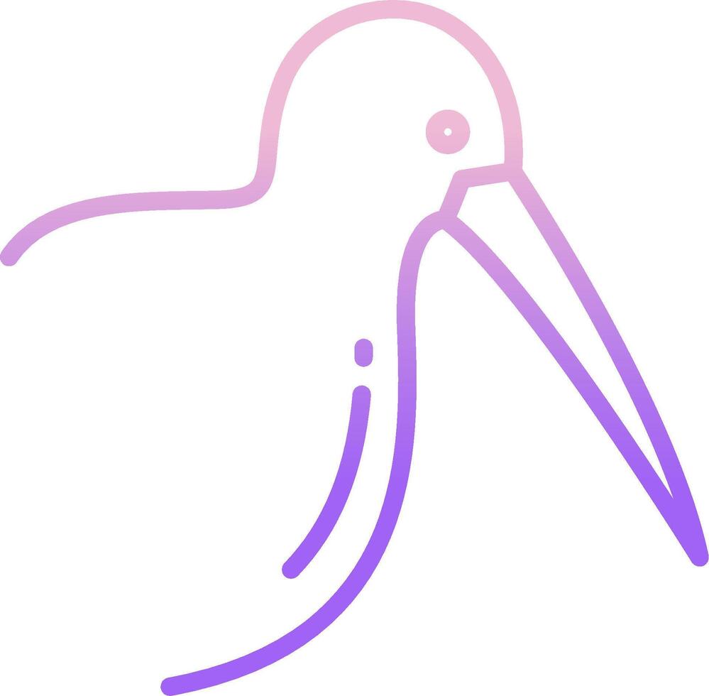 A bird with a long beak and a purple and pink outline vector