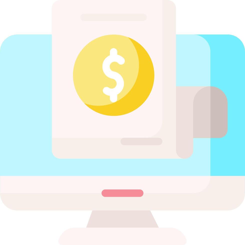 A dollar coin is on a monitor and a paper is on top of it vector