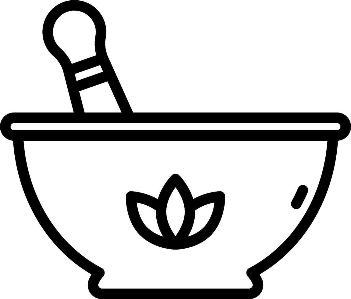 A black and white illustration of a mortar and pestle vector