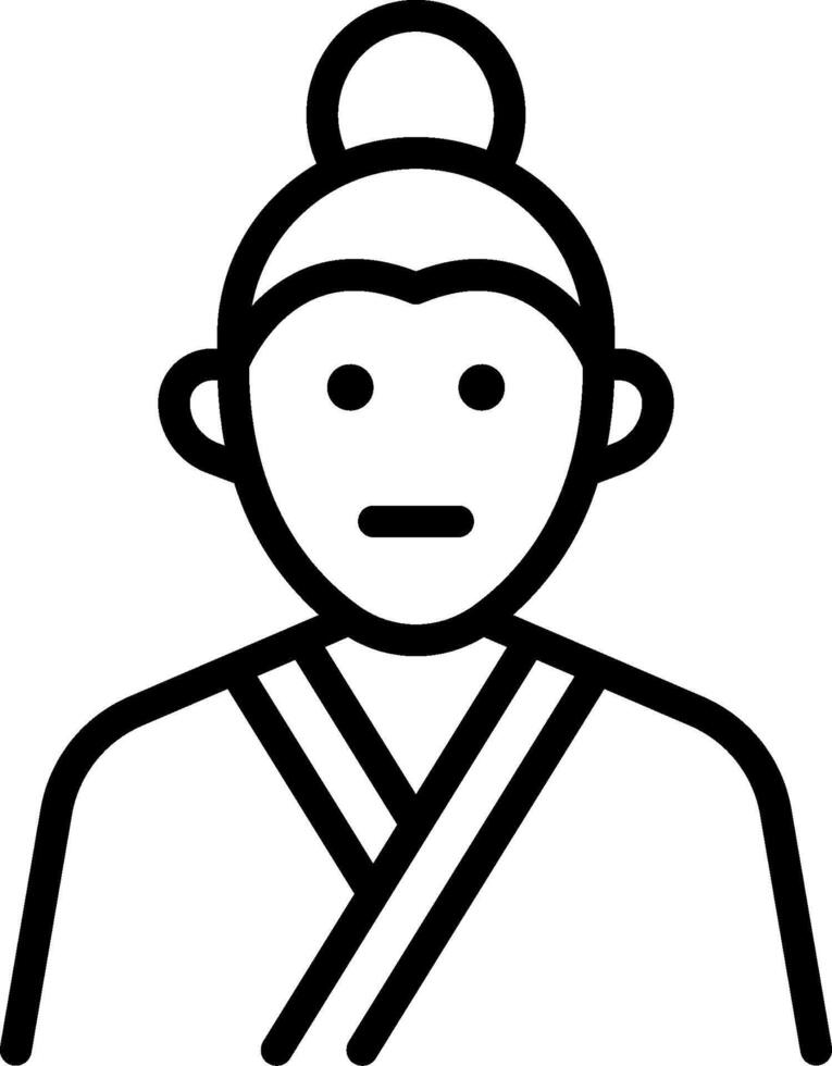 A black and white illustration of a man in a kimono vector