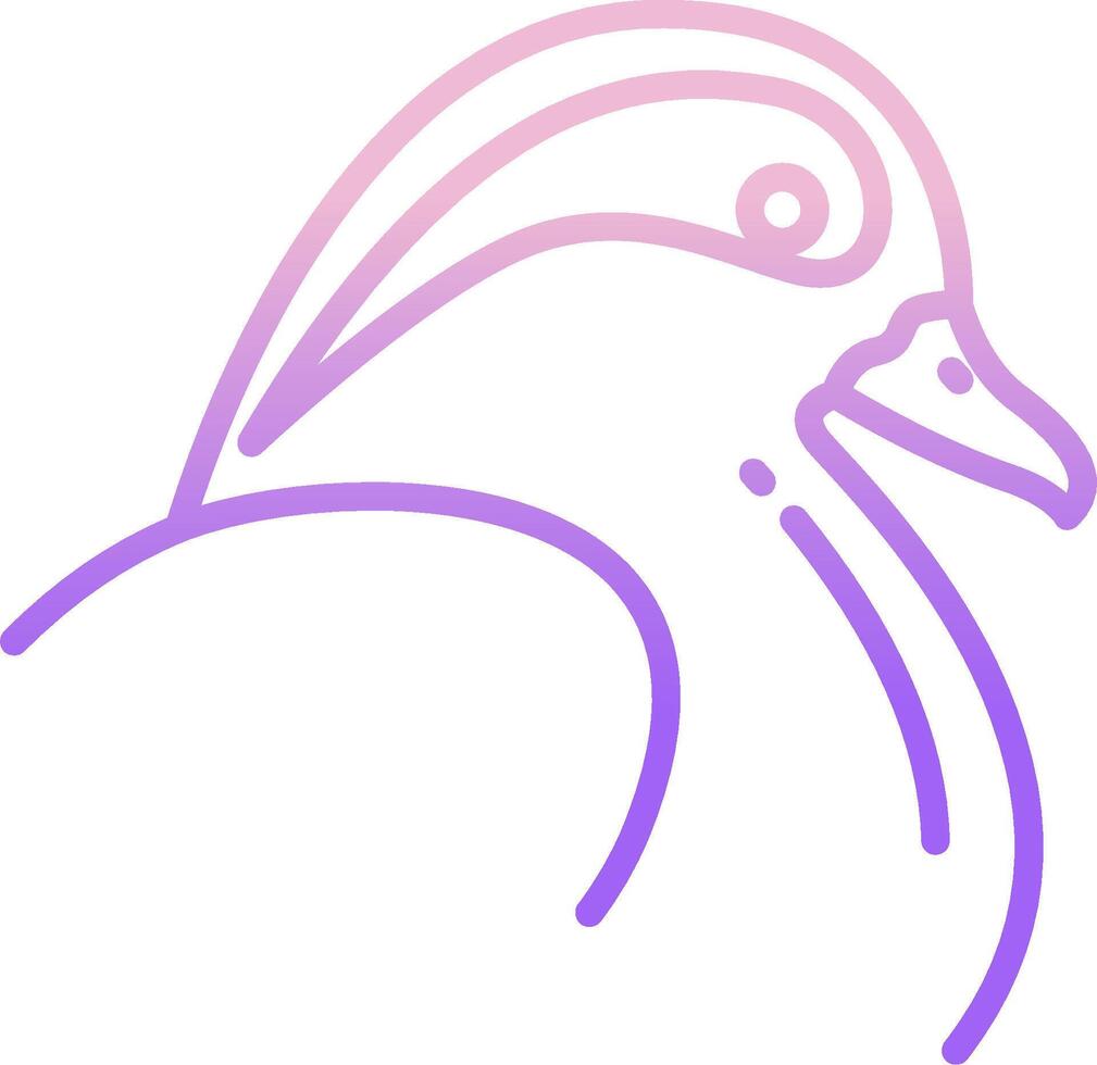 A pink and purple outline of a bird vector