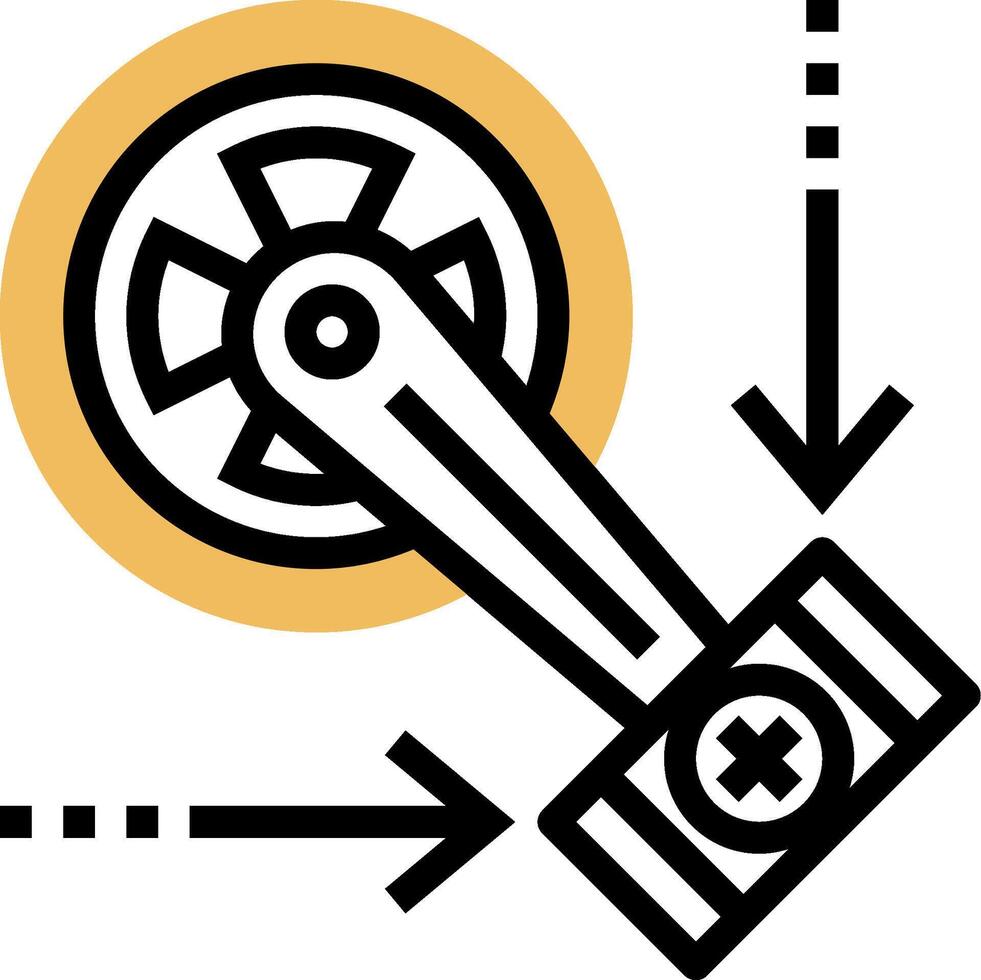 A black and white icon of a gear with a wheel vector