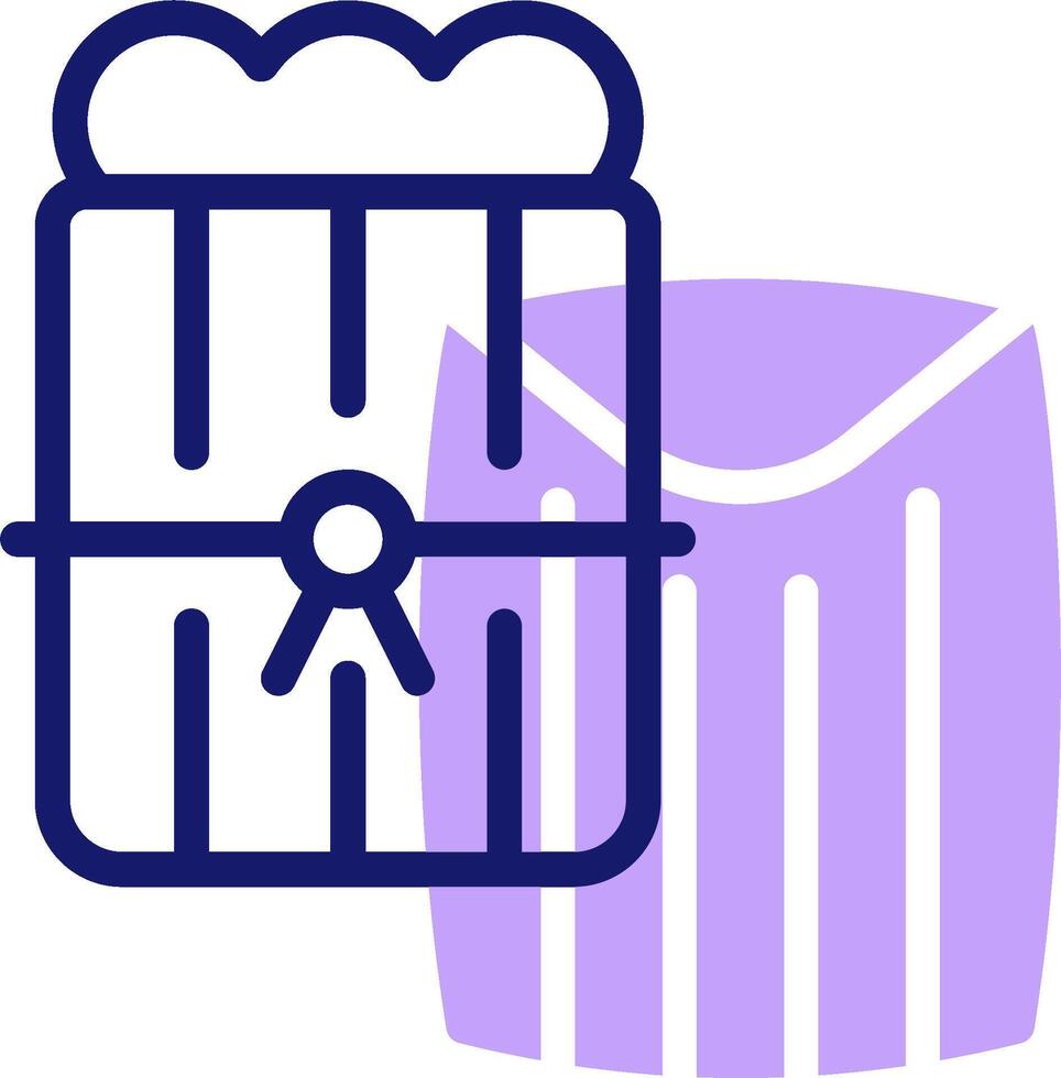A purple and blue icon of a box with a ribbon vector
