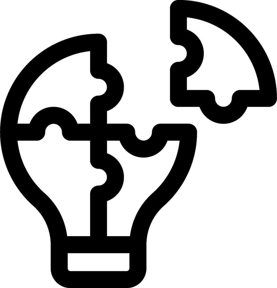 A black and white image of a light bulb with a puzzle piece vector