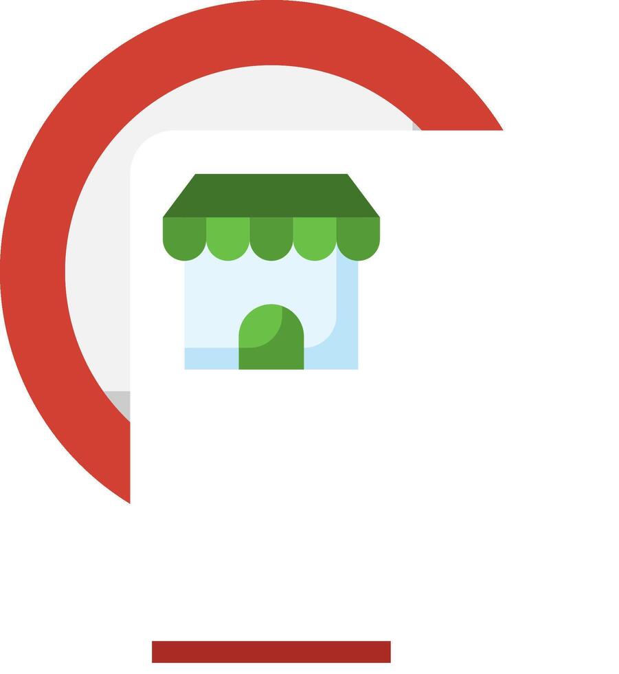 Google maps icon with a red circle and a green and white building vector