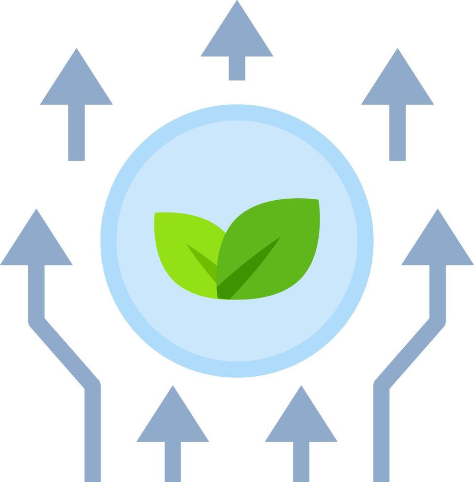 A green leaf is surrounded by arrows vector