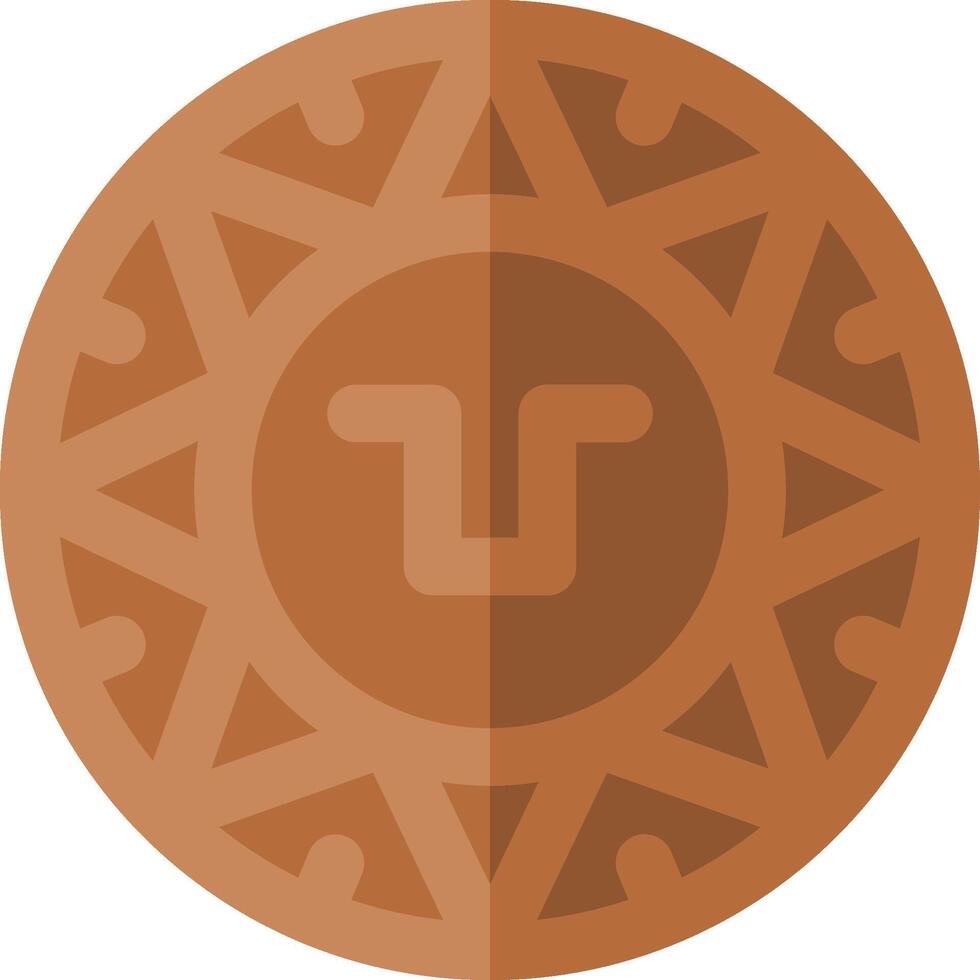 A brown coin with a circular design vector