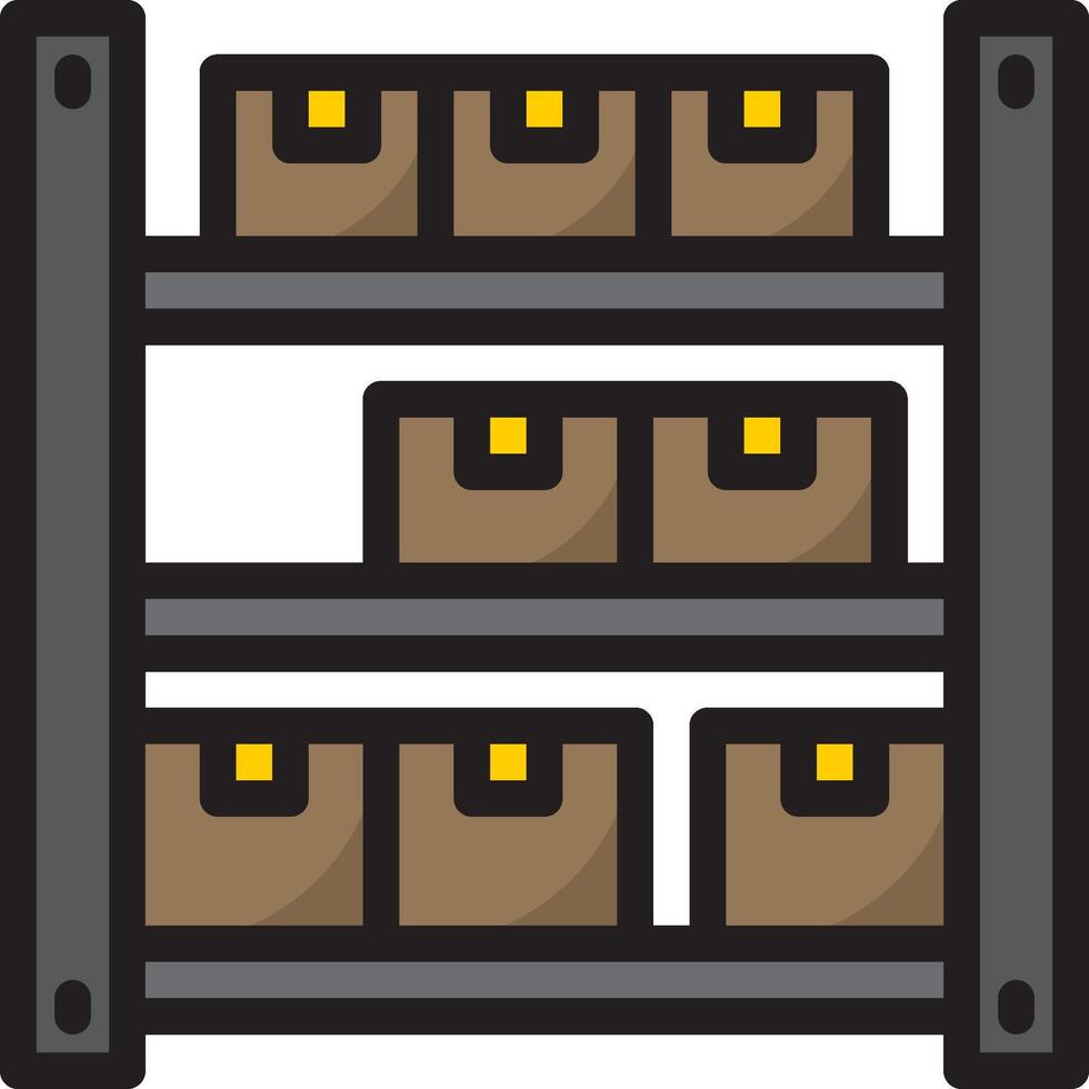 A shelf with boxes and boxes on it vector