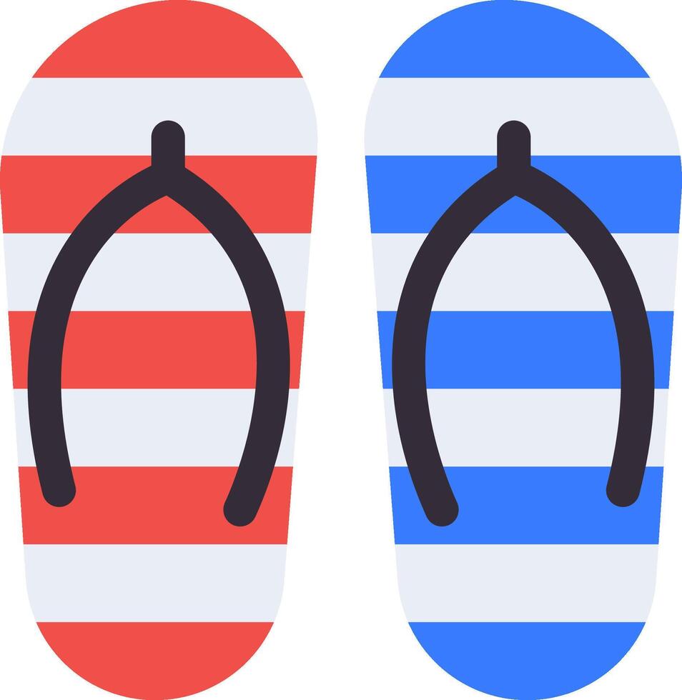 Two flip flops with red and blue stripes vector