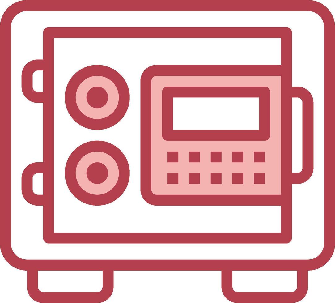 A red and white safe box with a keypad vector