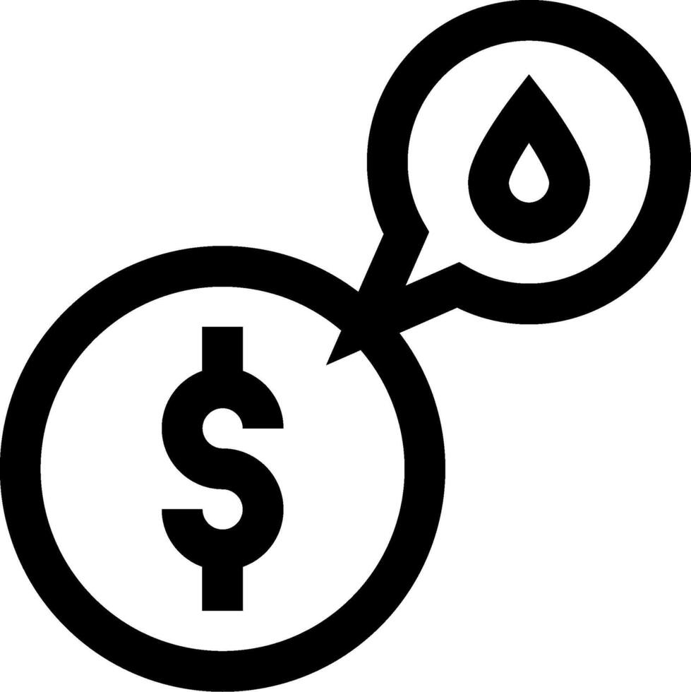 A dollar sign and a drop of water are shown vector