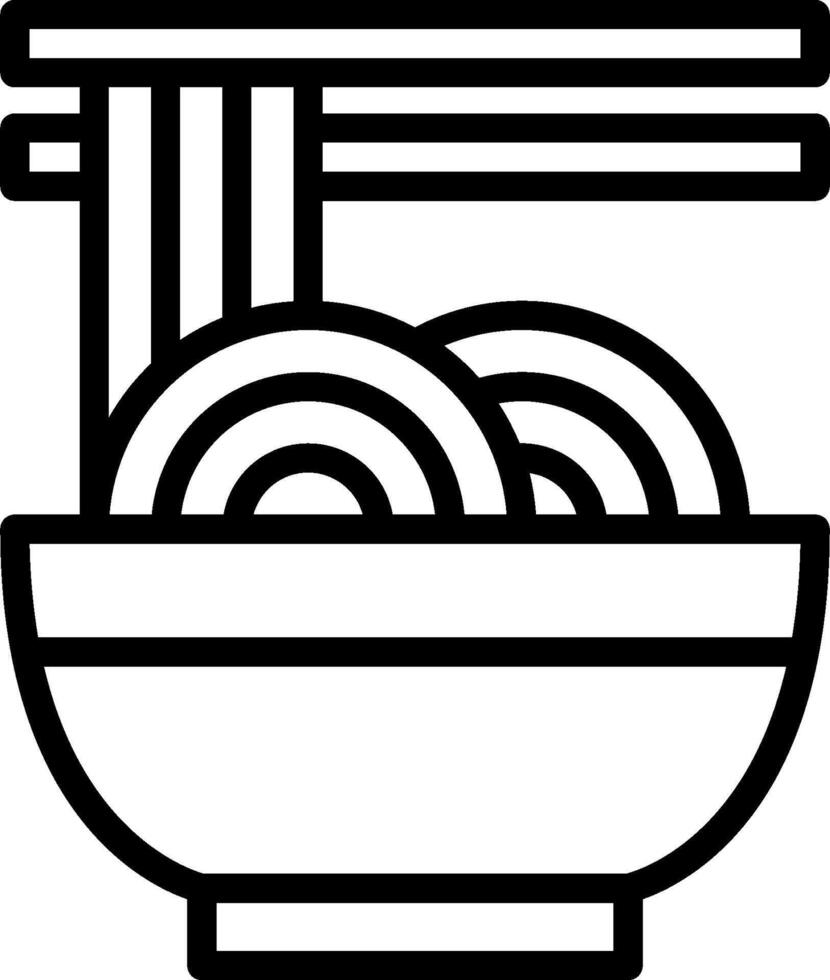 A black and white illustration of a bowl of noodles vector