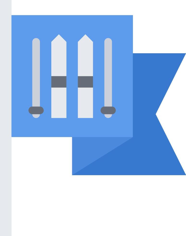 A blue and white flag with three metal rods vector