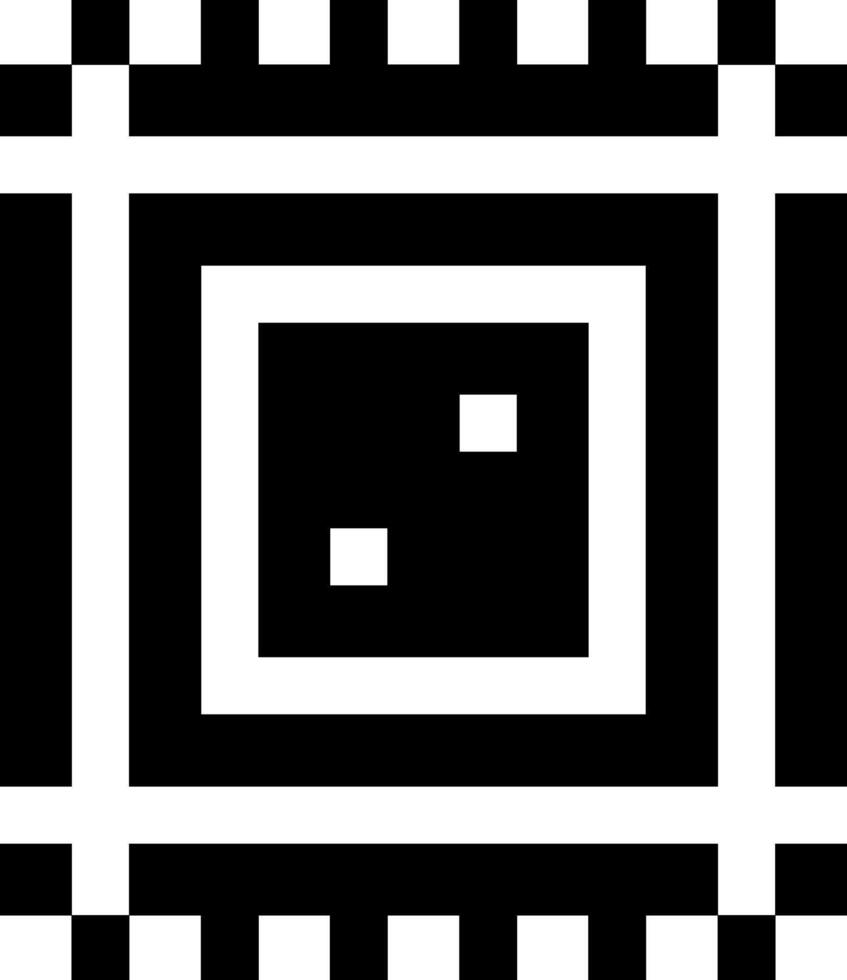 A square pixel art icon with a square in the middle vector