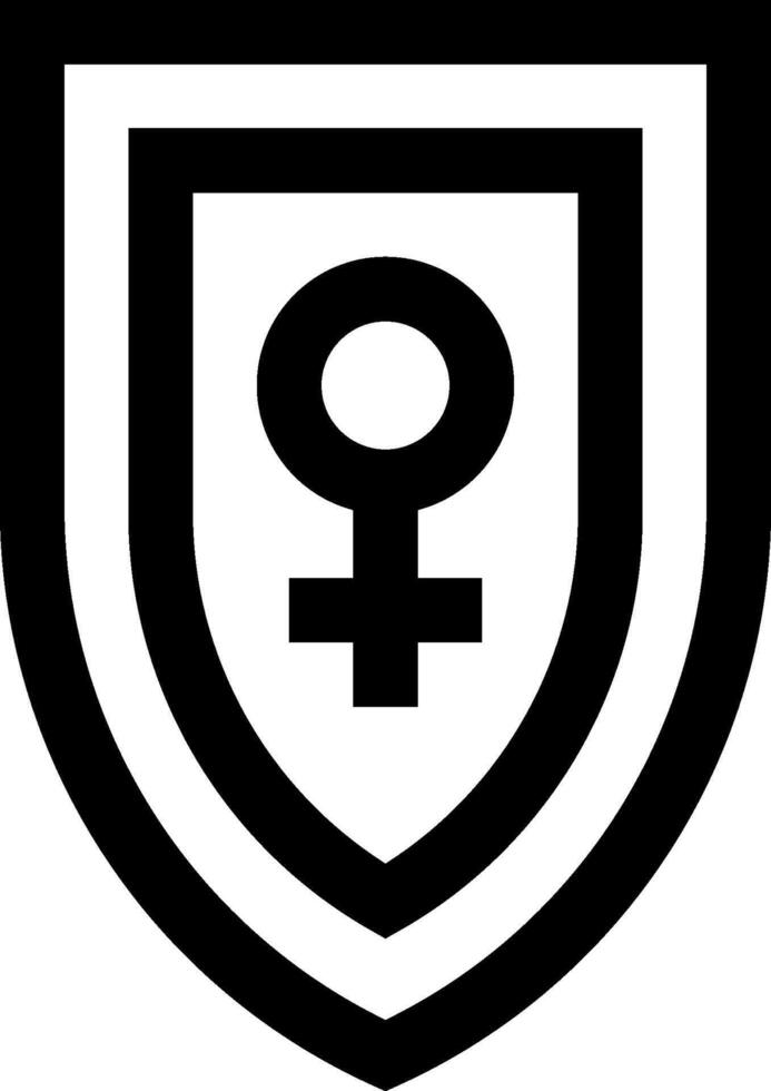 A shield with a female symbol on it vector