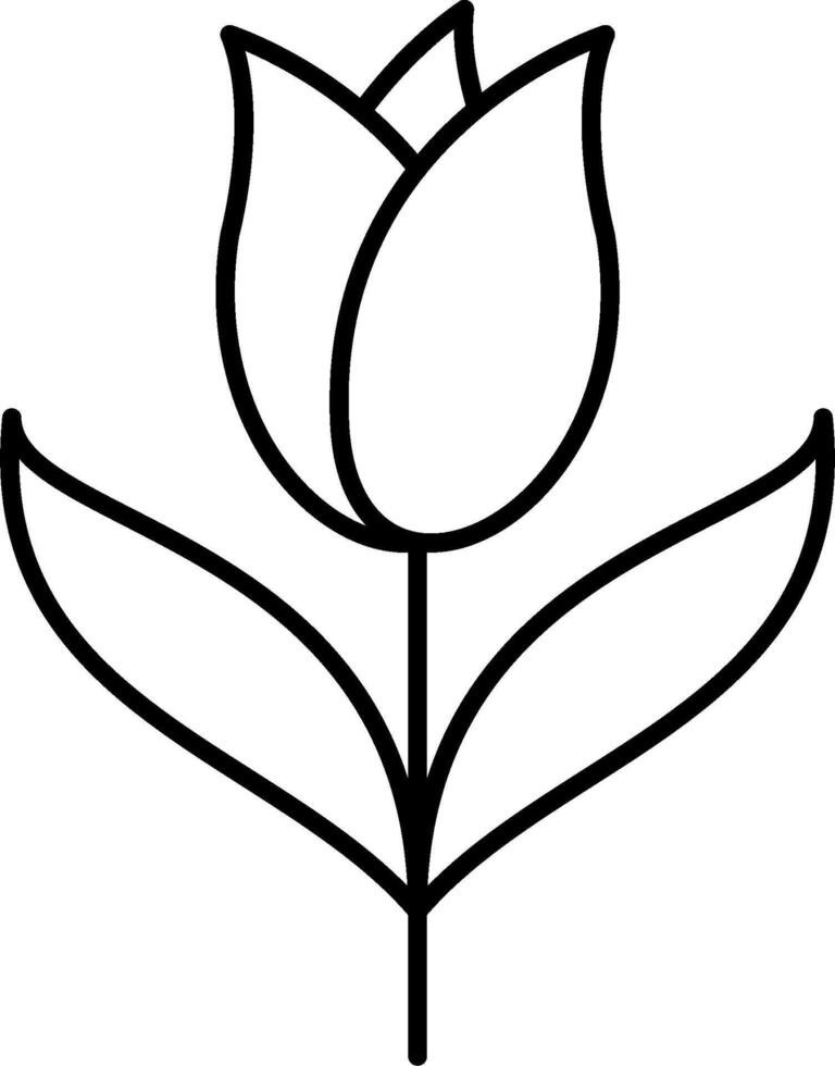 A black and white outline of a tulip vector