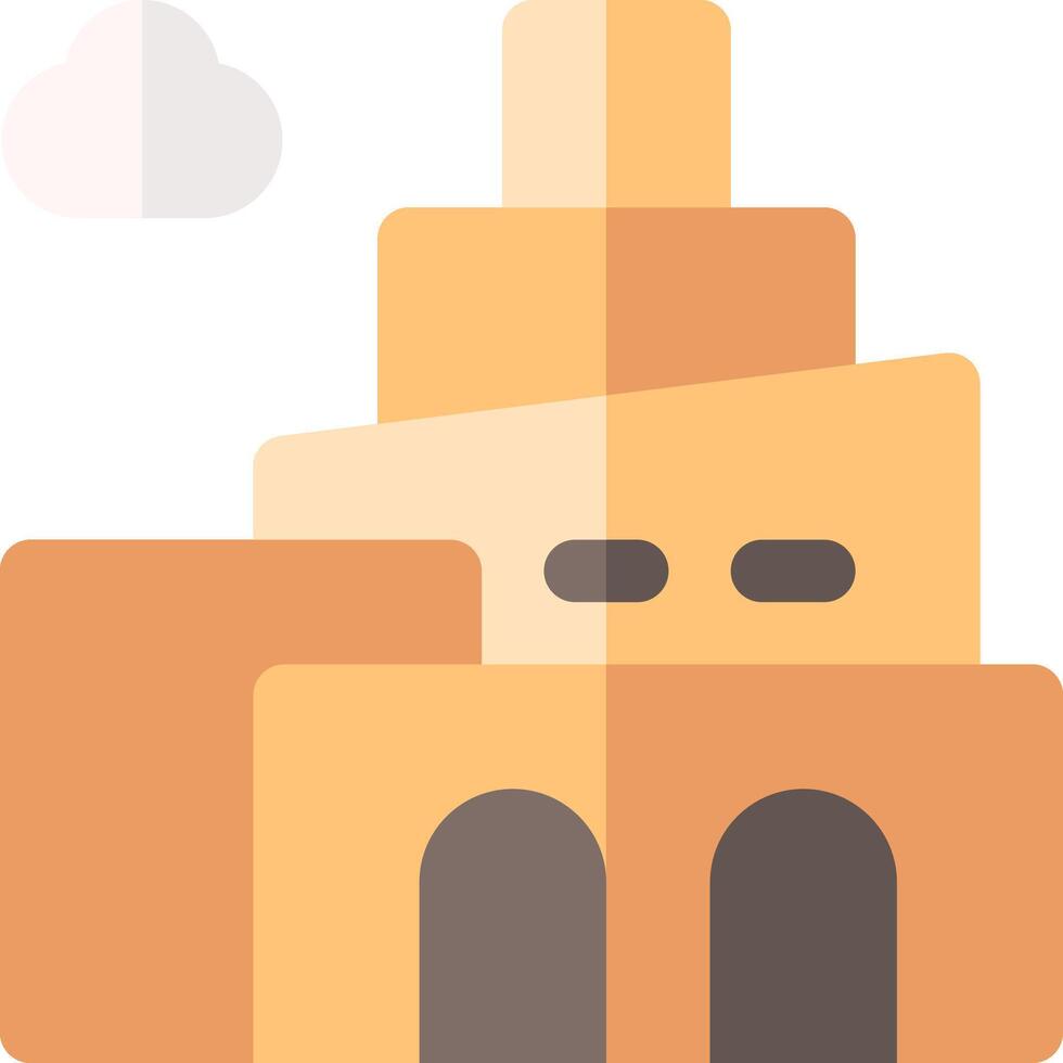 An illustration of a building with a cloud in the sky vector