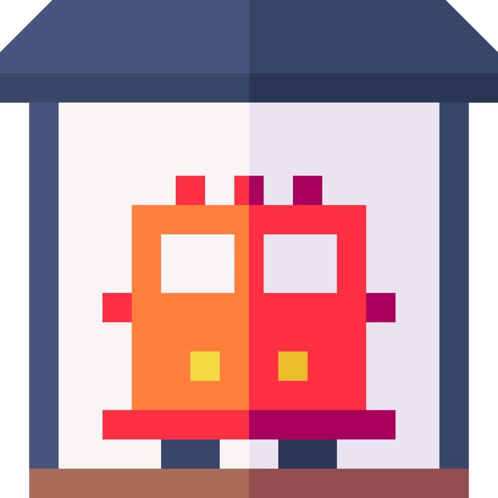 A train is inside a train station vector
