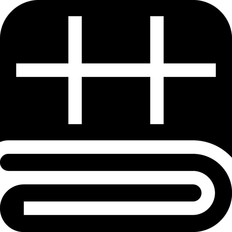 A black and white icon of a book vector