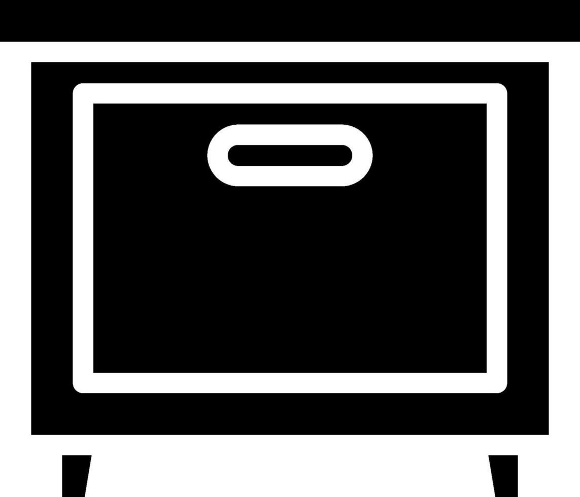 A black and white icon of a kitchen cabinet vector