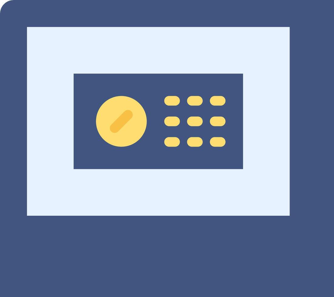 A blue and yellow button with a coin on it vector