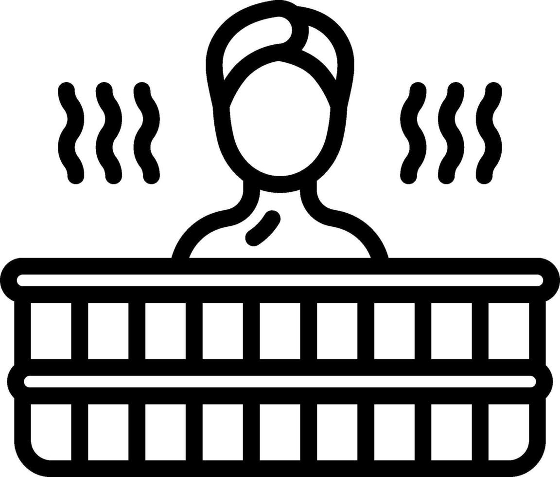 A black and white icon of a person in a bathtub vector