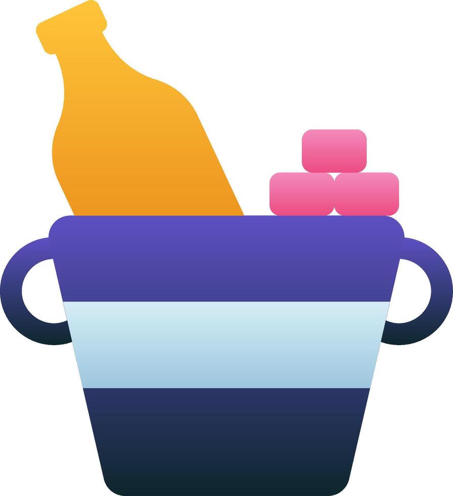 A bucket with ice and a bottle of beer vector