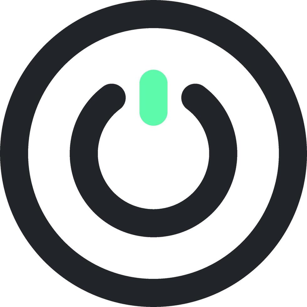 A black and green power button with a green light vector