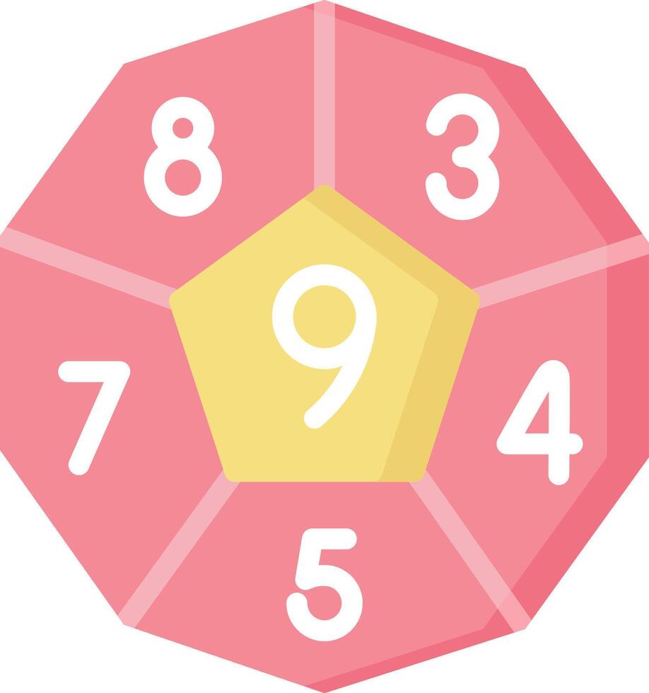 A pink octagon with numbers on it vector