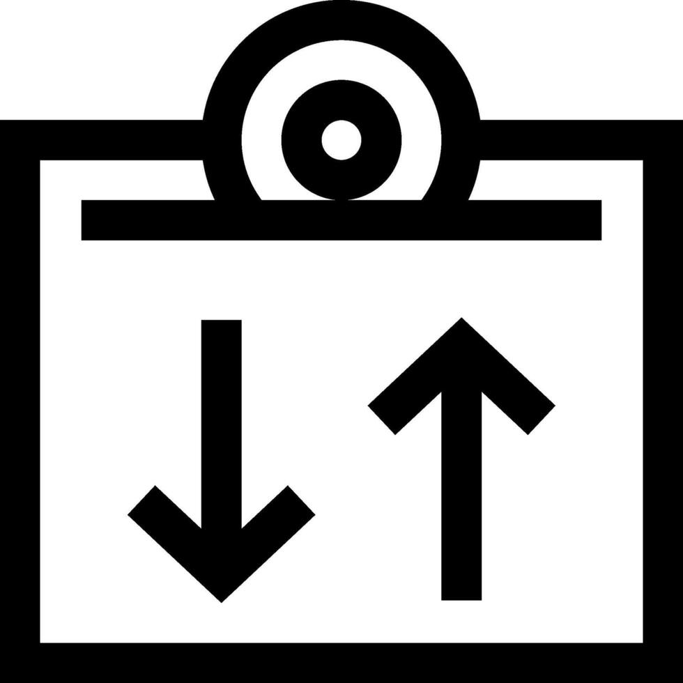 A black and white icon of a folder with arrows pointing up vector