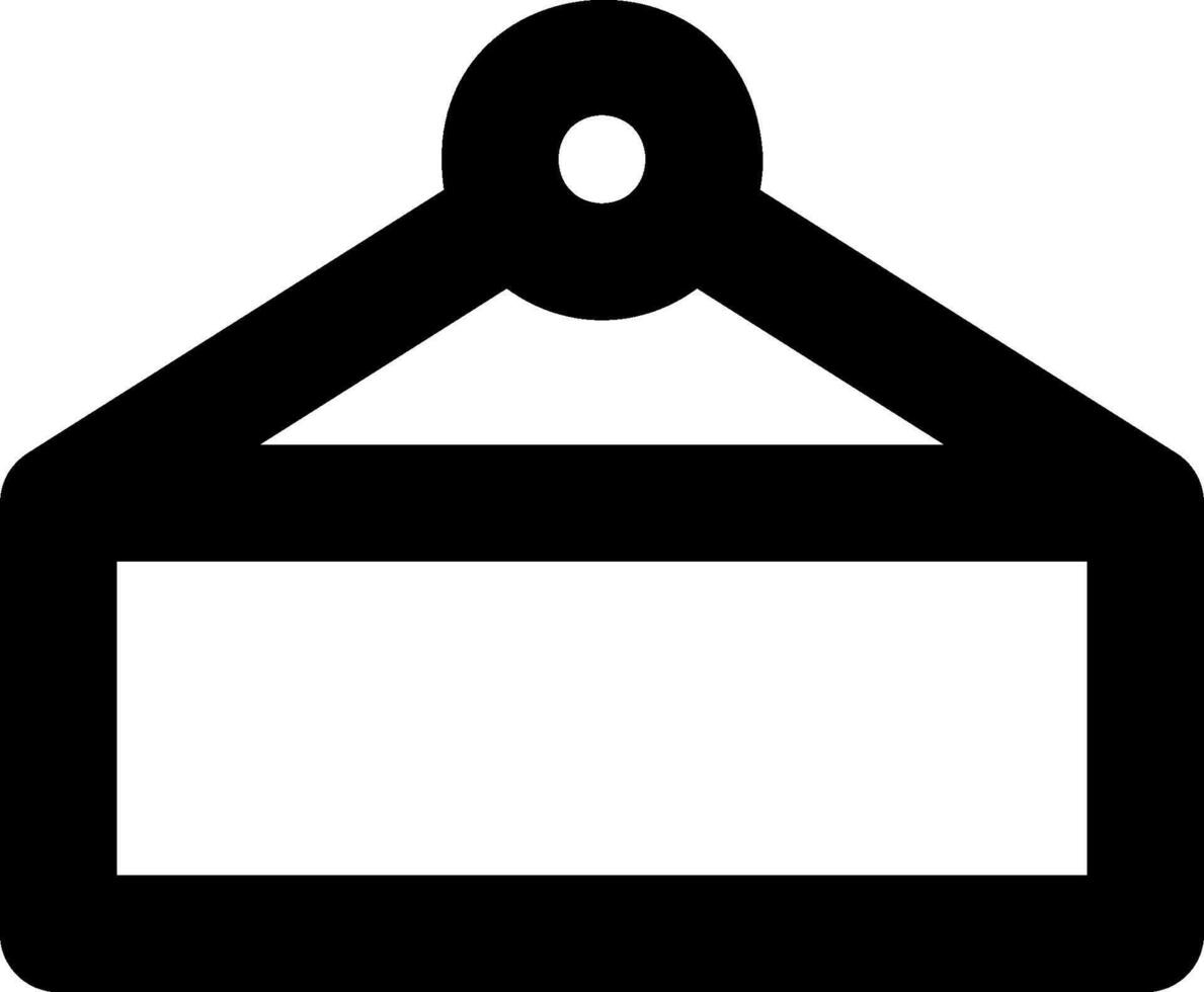 A black and white icon of a hanging sign vector