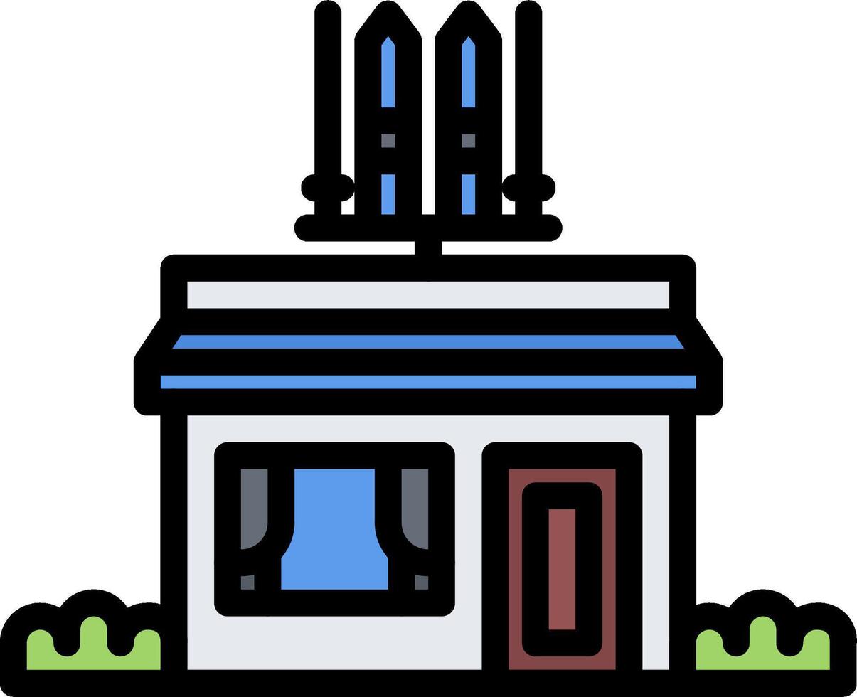 A small house with a rocket on top vector