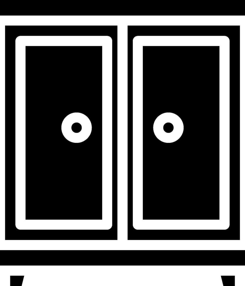 A black and white cabinet with two doors vector
