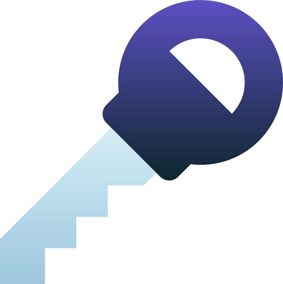 Key icon with a key and a staircase vector