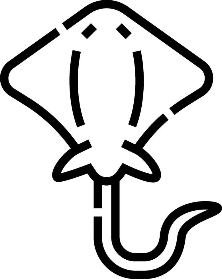 A black and white outline of a stingray vector